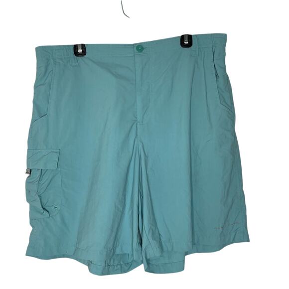 Columbia XL Cargo Shorts 8" Teal Omni-Shade Quick Dry Outdoor Hiking Travel Mens - Picture 1 of 5